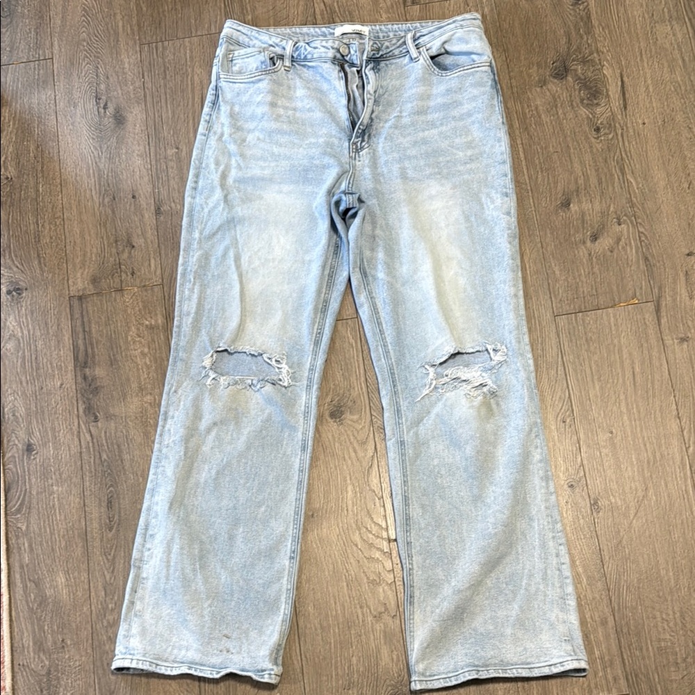 Light Blue Distressed Flare Jeans